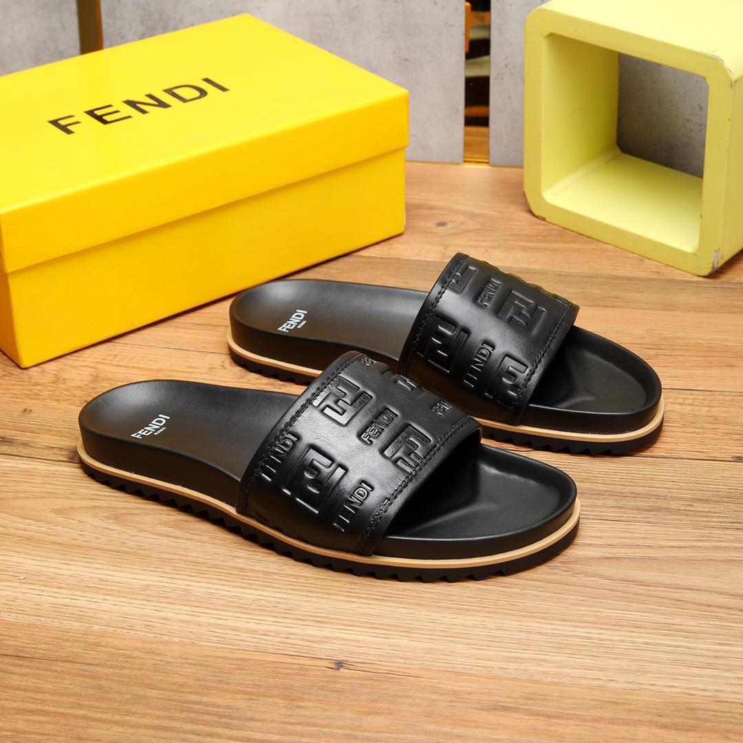 Fendi Black Slides - FashionPlug