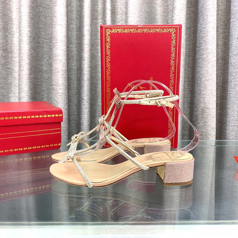 Rene Caovilla Sandals With Ankle Laces Caterina - FashionPlug