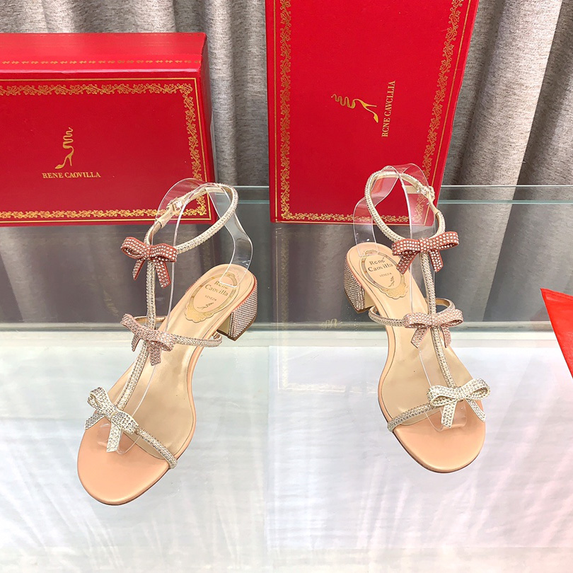Rene Caovilla Sandals With Ankle Laces Caterina - FashionPlug