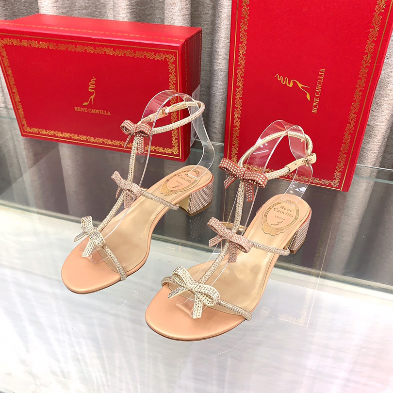 Rene Caovilla Sandals With Ankle Laces Caterina - FashionPlug