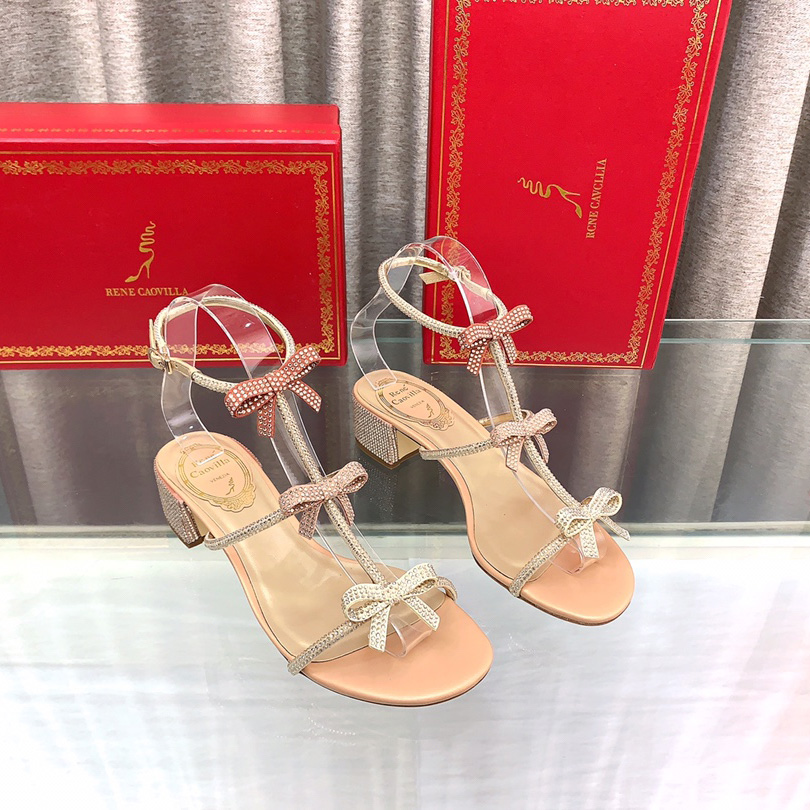 Rene Caovilla Sandals With Ankle Laces Caterina - FashionPlug