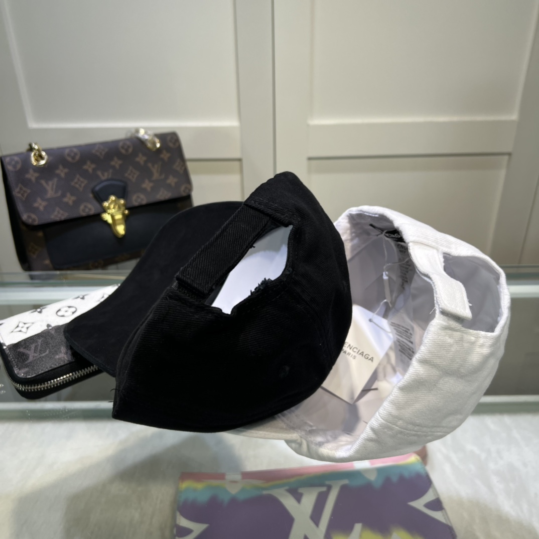 Balenciaga BB Laser Destroyed Cap In Black - FashionPlug