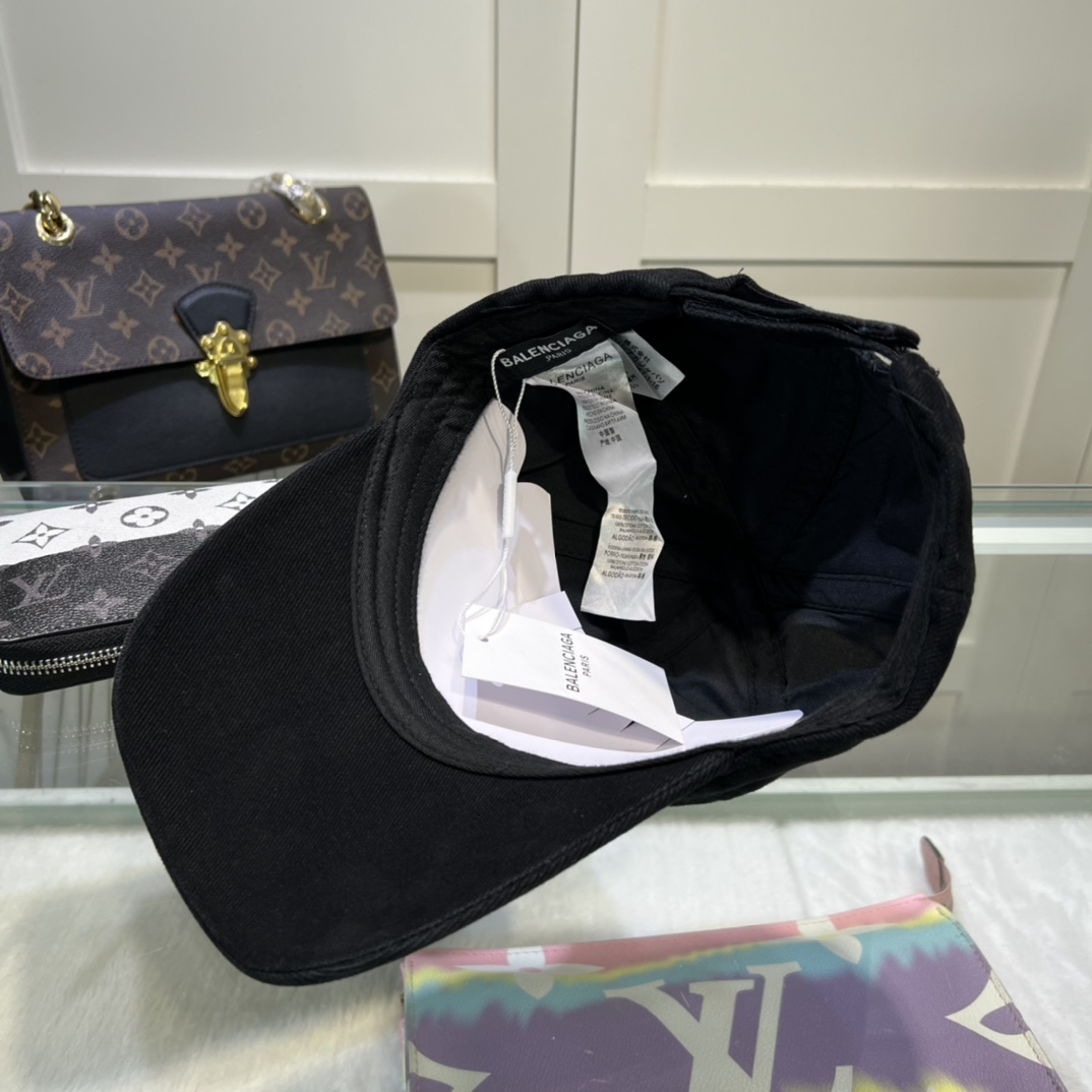 Balenciaga BB Laser Destroyed Cap In Black - FashionPlug