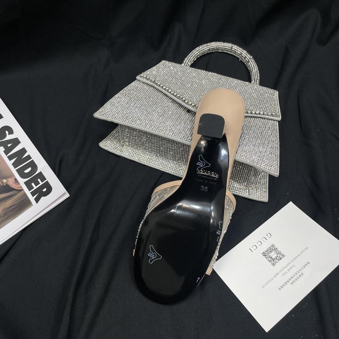 Gucci Women's GG Mid-heel Slide Sandal - FashionPlug