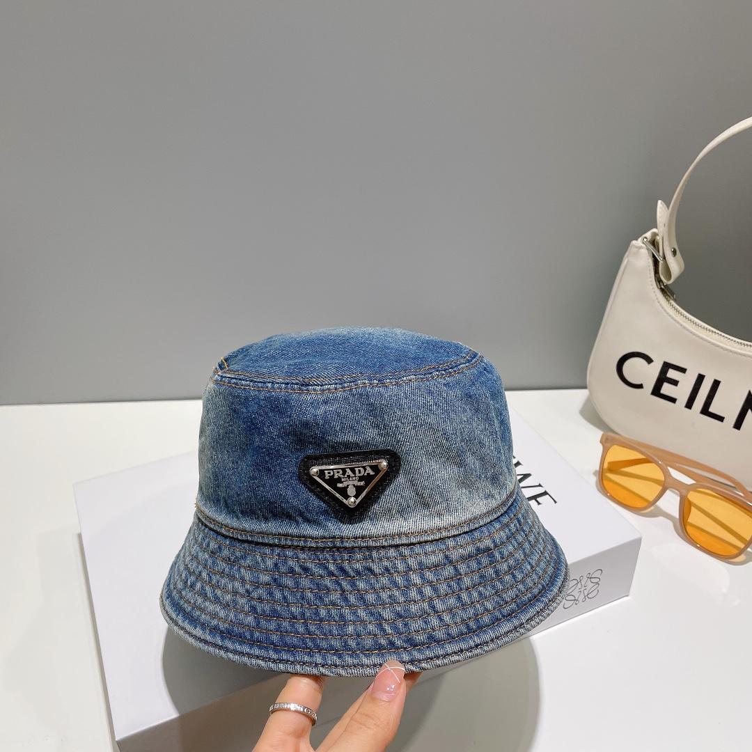 Prada Denim Bucket Hat - FashionPlug