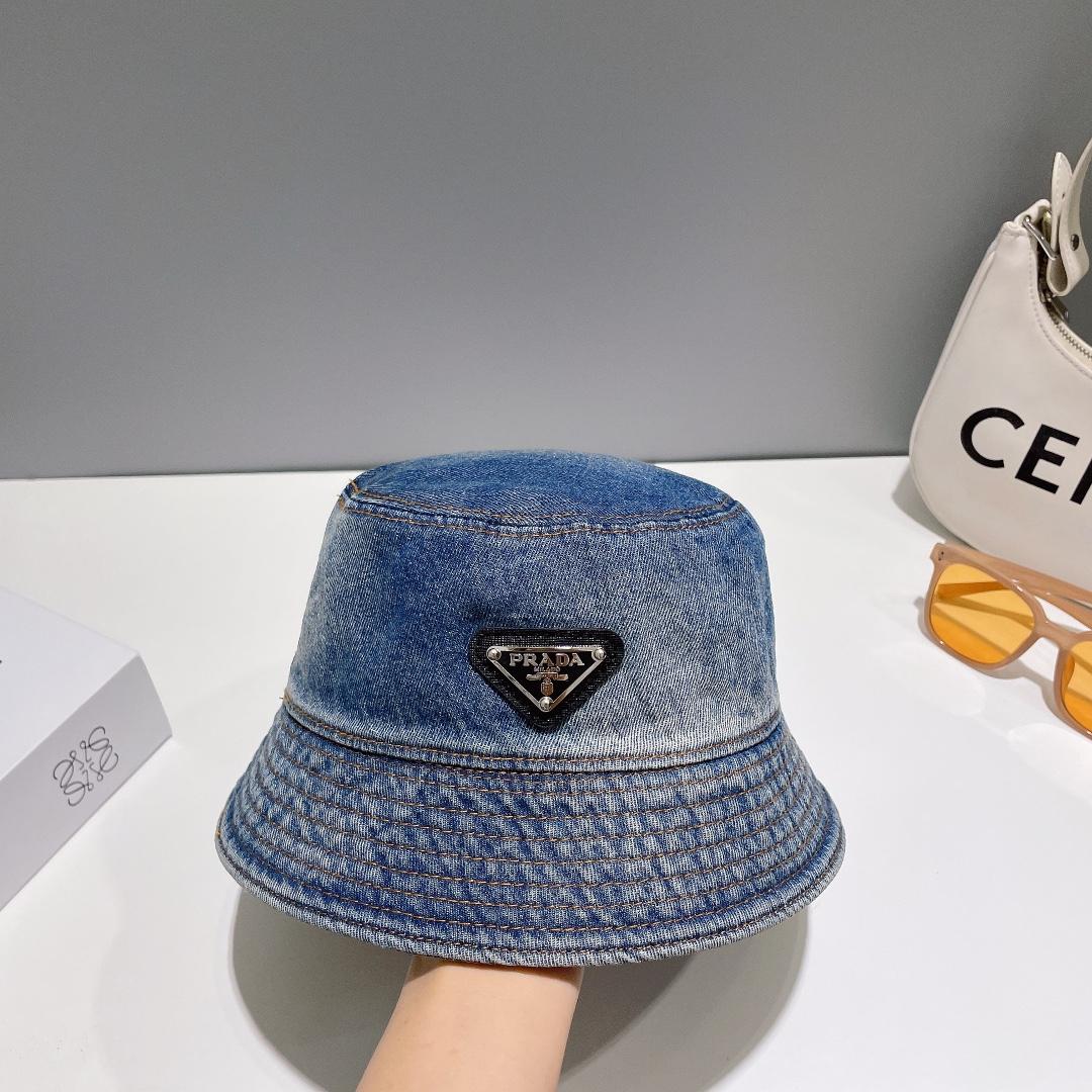 Prada Denim Bucket Hat - FashionPlug