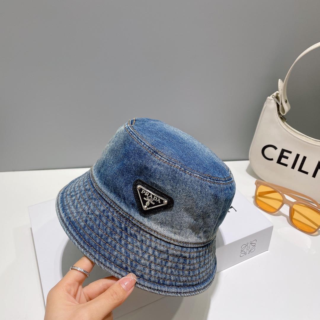 Prada Denim Bucket Hat - FashionPlug