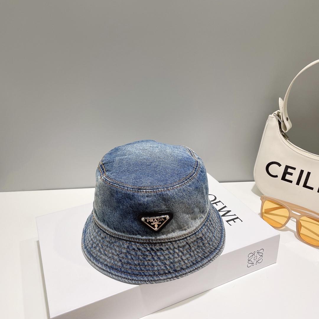 Prada Denim Bucket Hat - FashionPlug