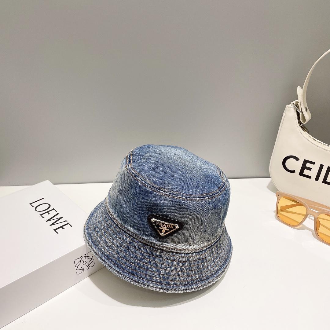 Prada Denim Bucket Hat - FashionPlug