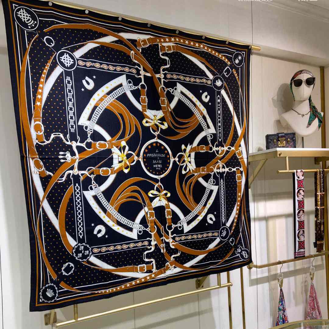 Hermes La Promenade Du Matin Bandana Shawl 140 - FashionPlug