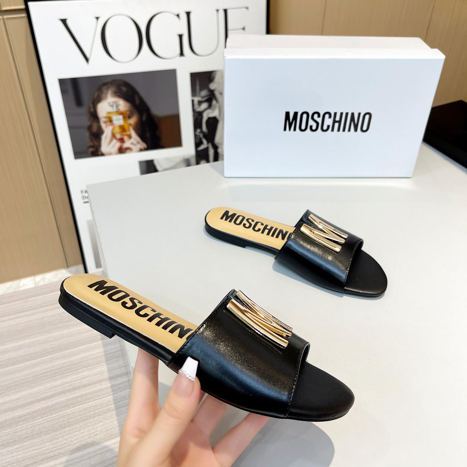 Moschino M Plaque Sandals - FashionPlug
