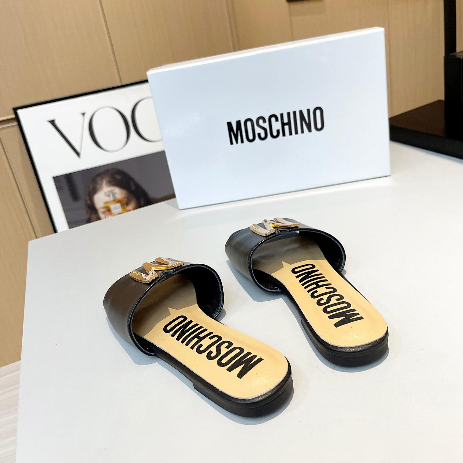 Moschino M Plaque Sandals - FashionPlug