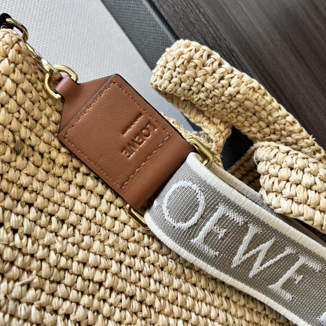Loewe Mini Slit Bag In raffia And Calfskin - FashionPlug