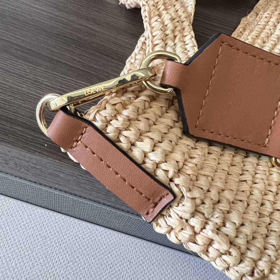Loewe Mini Slit Bag In raffia And Calfskin - FashionPlug