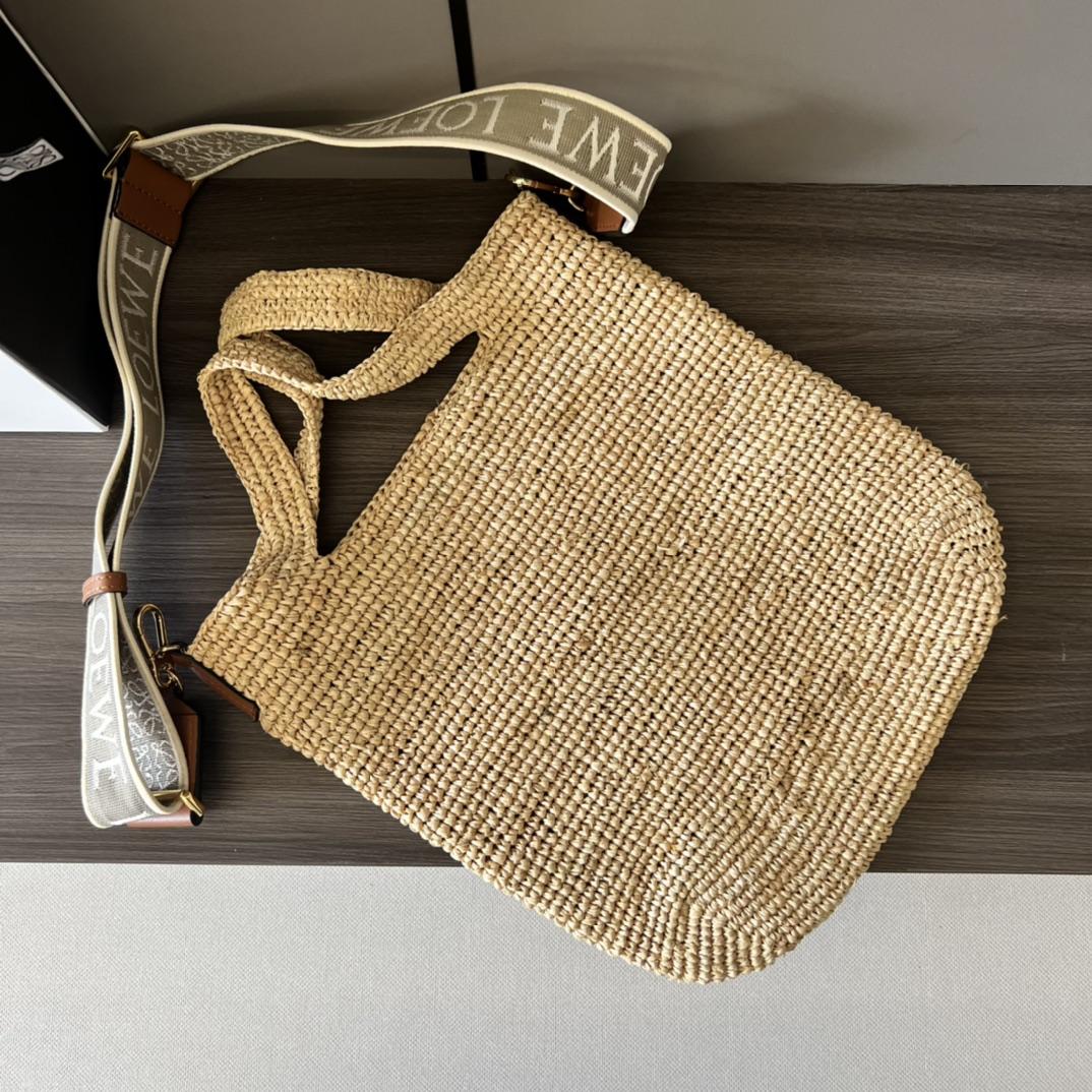 Loewe Mini Slit Bag In raffia And Calfskin - FashionPlug
