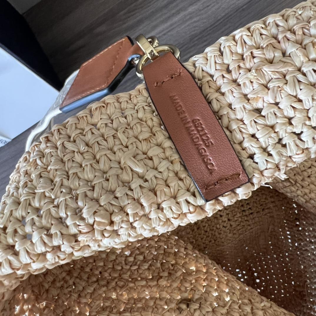 Loewe Mini Slit Bag In raffia And Calfskin - FashionPlug