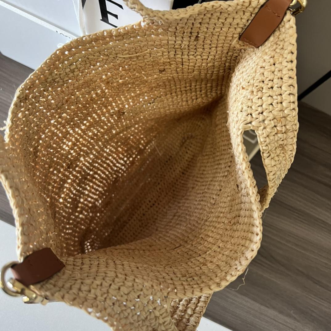 Loewe Mini Slit Bag In raffia And Calfskin - FashionPlug