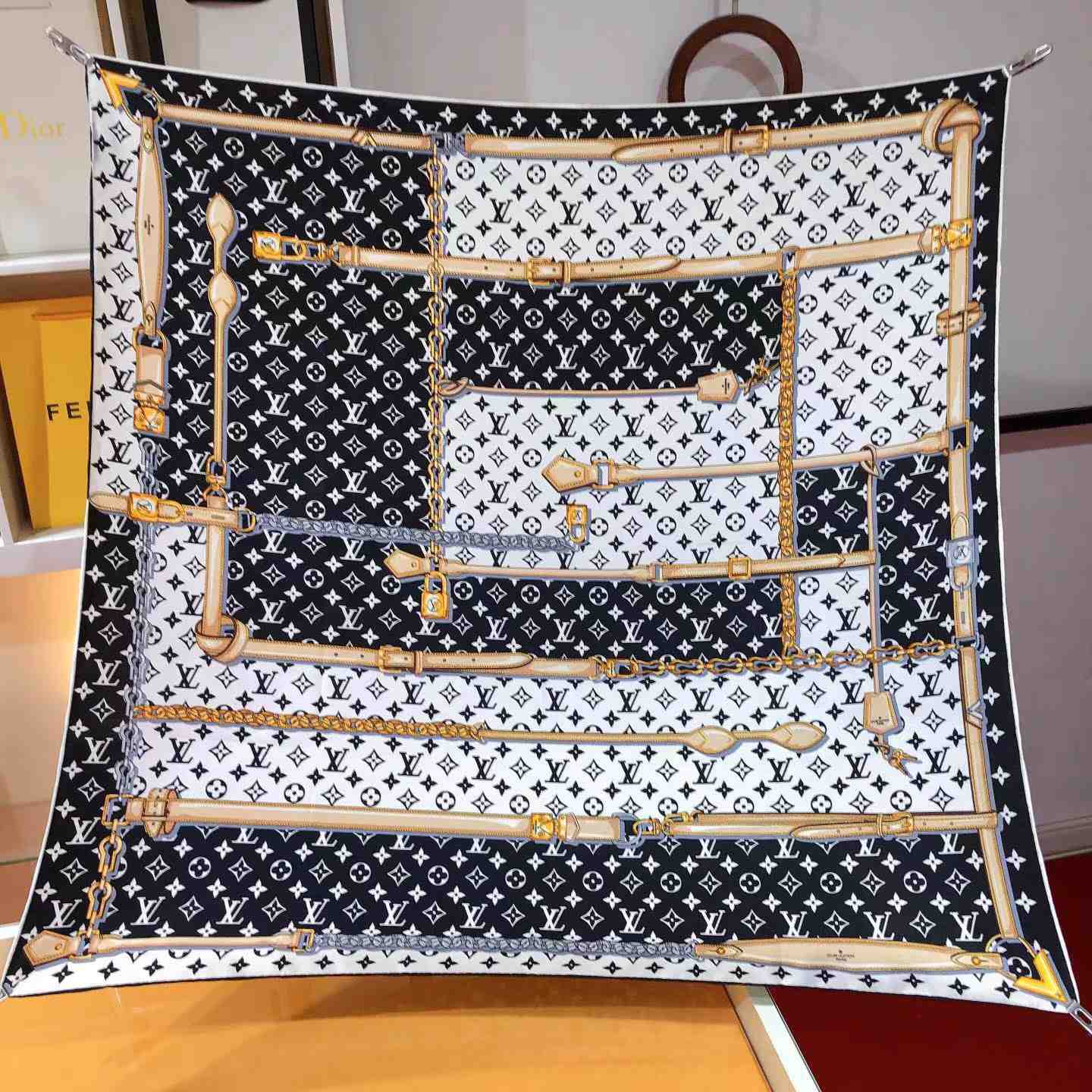 Louis Vuitton Silk Monogram Confidential Square Scarf  - FashionPlug