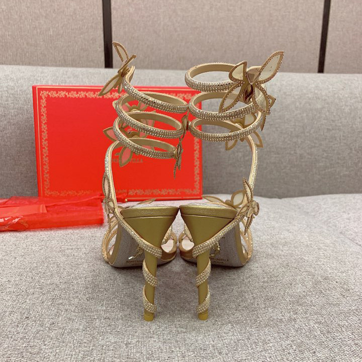 Rene Caovilla Margot Crystal Gold Butterfly Sandal   95 - FashionPlug
