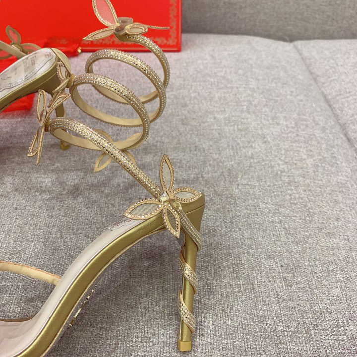 Rene Caovilla Margot Crystal Gold Butterfly Sandal   95 - FashionPlug