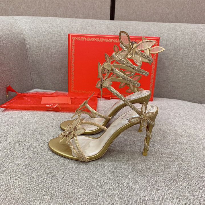 Rene Caovilla Margot Crystal Gold Butterfly Sandal   95 - FashionPlug
