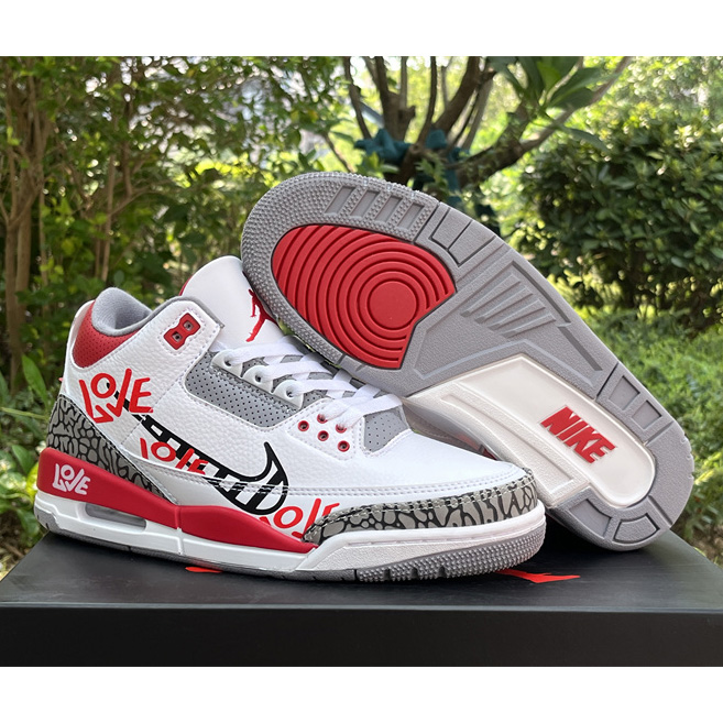 Air Jordan 3 OG “Fire Red”DIY Love Basketball Shoes   DN3707-160  - FashionPlug