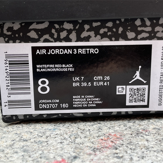 Air Jordan 3 OG “Fire Red”DIY Love Basketball Shoes   DN3707-160  - FashionPlug