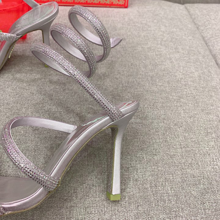 Rene Caovilla Cleo Silver Sandal 105 Crystal - FashionPlug