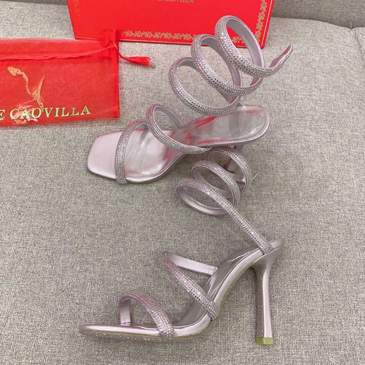 Rene Caovilla Cleo Silver Sandal 105 Crystal - FashionPlug