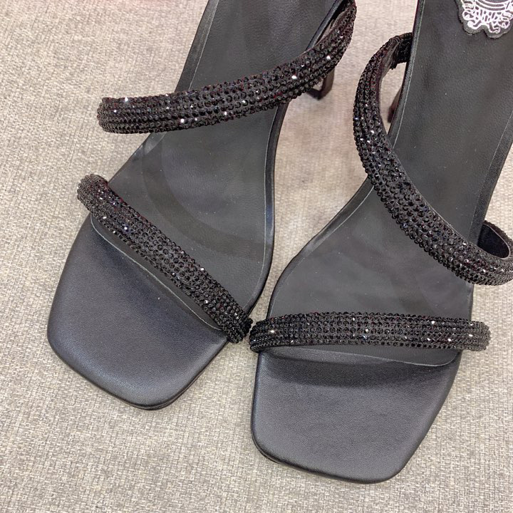 Rene Caovilla Cleo Black Sandal 105 Crystal - FashionPlug