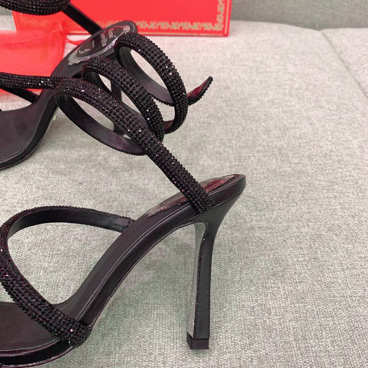 Rene Caovilla Cleo Black Sandal 105 Crystal - FashionPlug