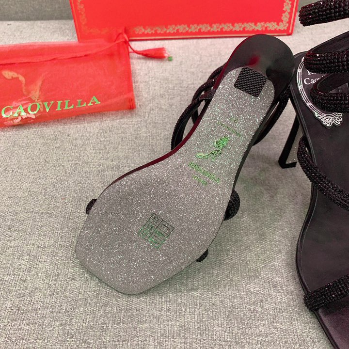 Rene Caovilla Cleo Black Sandal 105 Crystal - FashionPlug