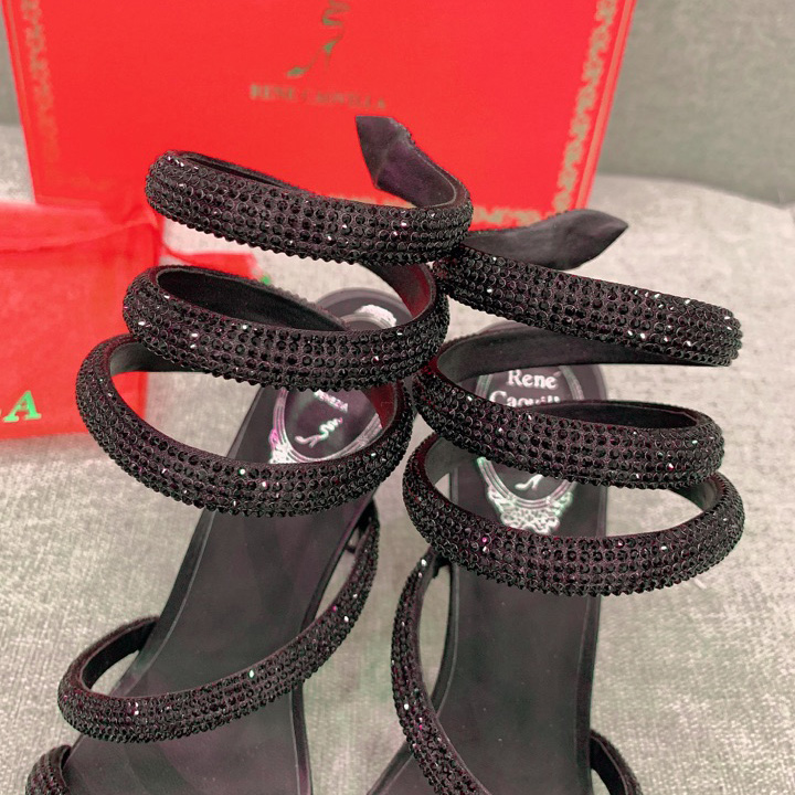 Rene Caovilla Cleo Black Sandal 105 Crystal - FashionPlug