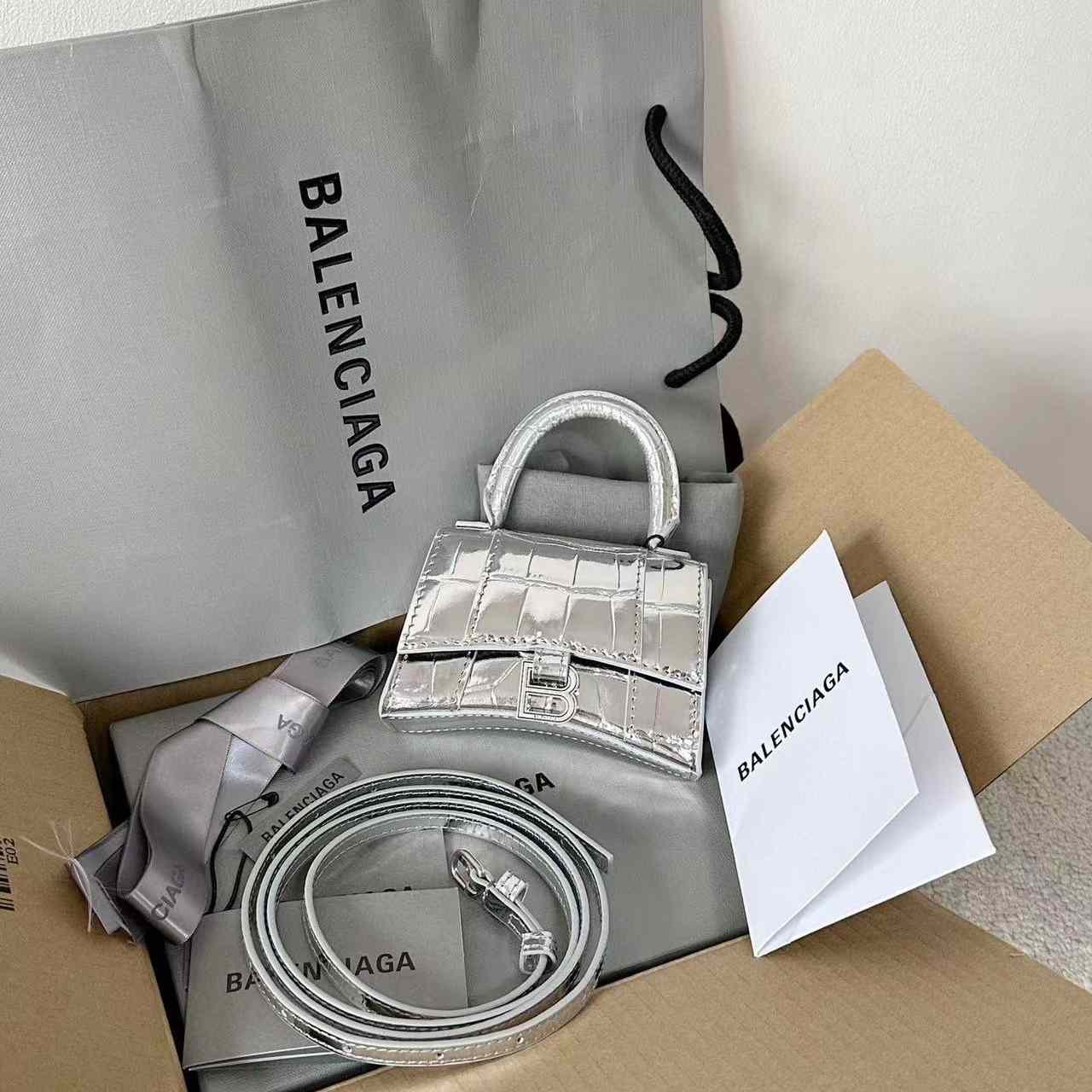 Balenciaga Mini Hourglass Tote Bag   12cm - FashionPlug