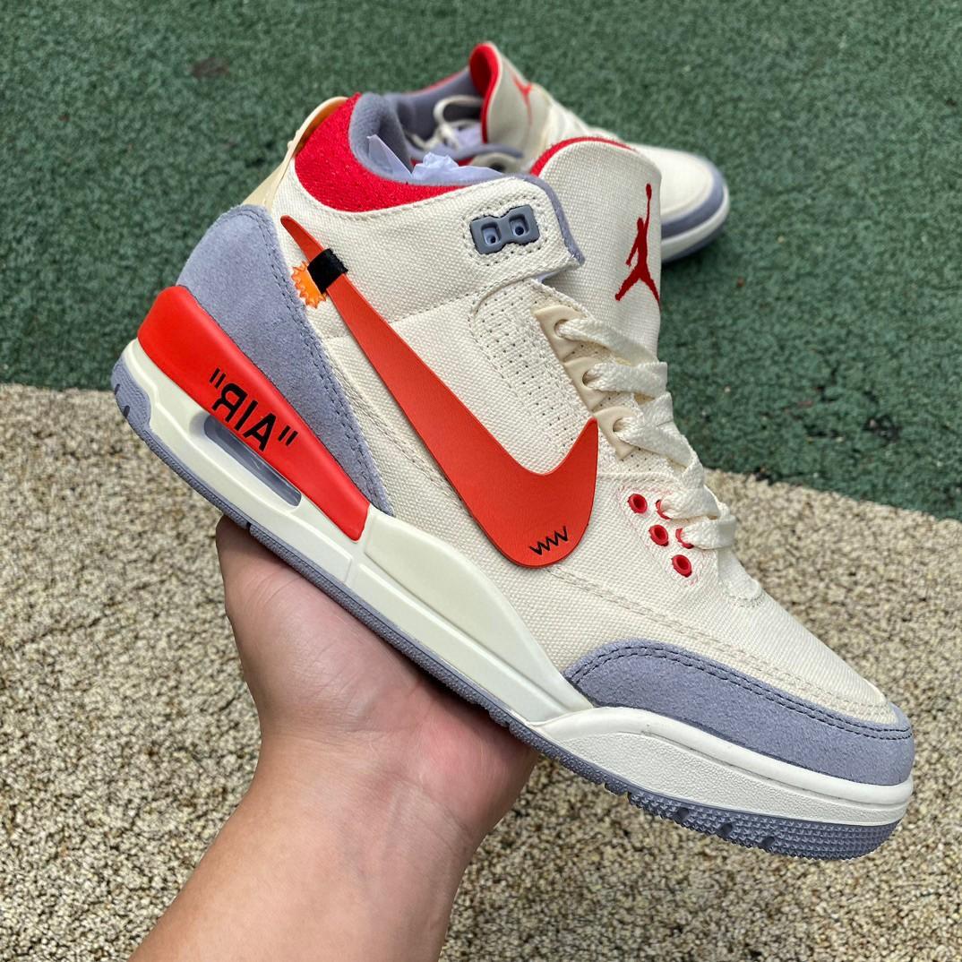 OFF-WHITE x Air Jordan 3 AJ3 Sneakers     DH7139-100 - FashionPlug