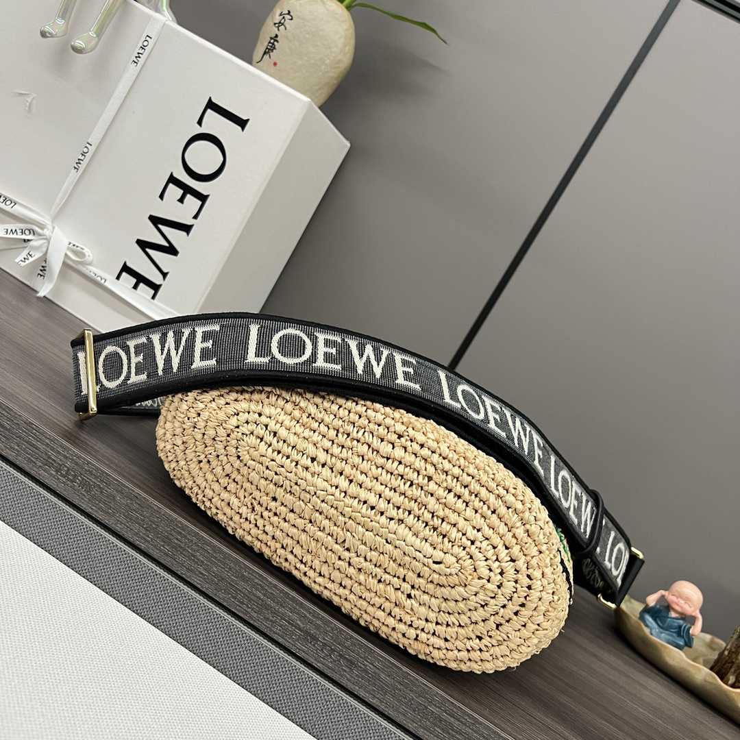 Loewe Mini Slit Bag In Striped Raffia And Calfskin - FashionPlug