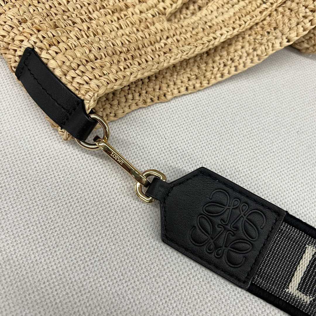 Loewe Mini Slit Bag In Striped Raffia And Calfskin - FashionPlug