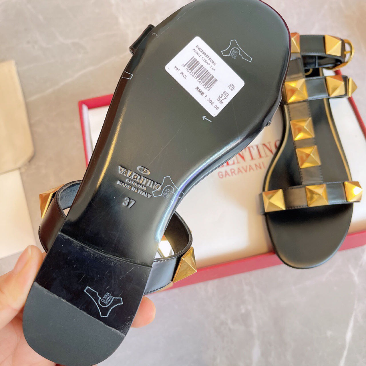 Valenti Roman Stud Calfskin Sandal  - FashionPlug