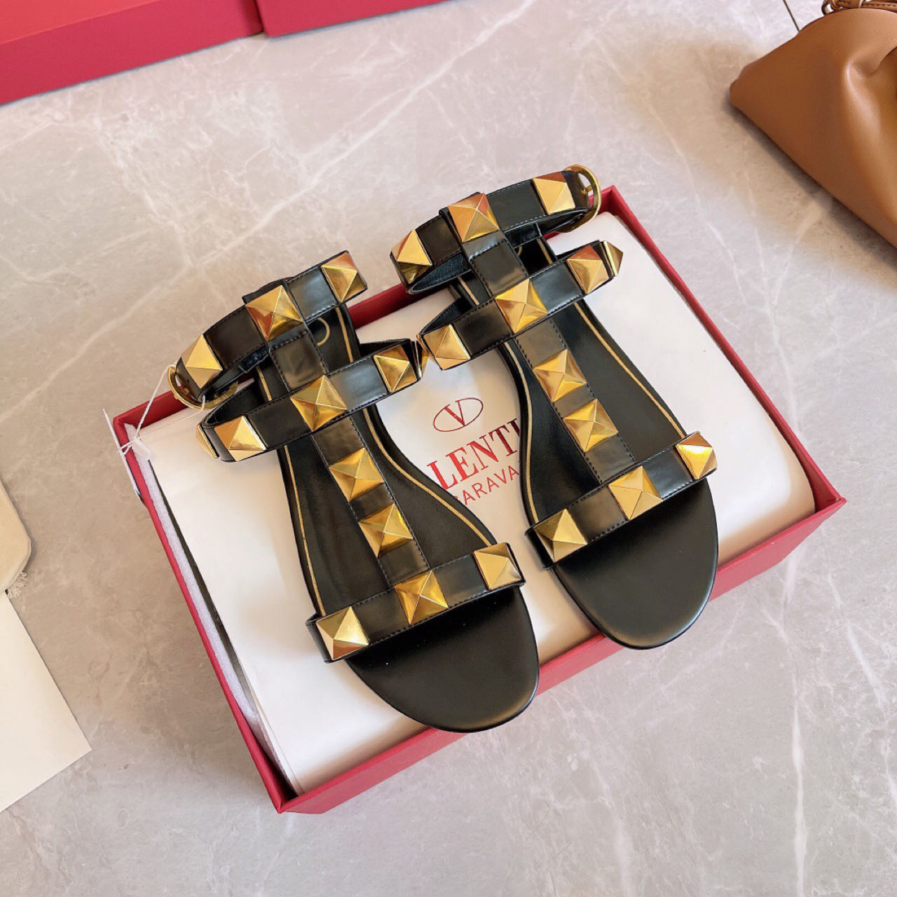 Valenti Roman Stud Calfskin Sandal  - FashionPlug