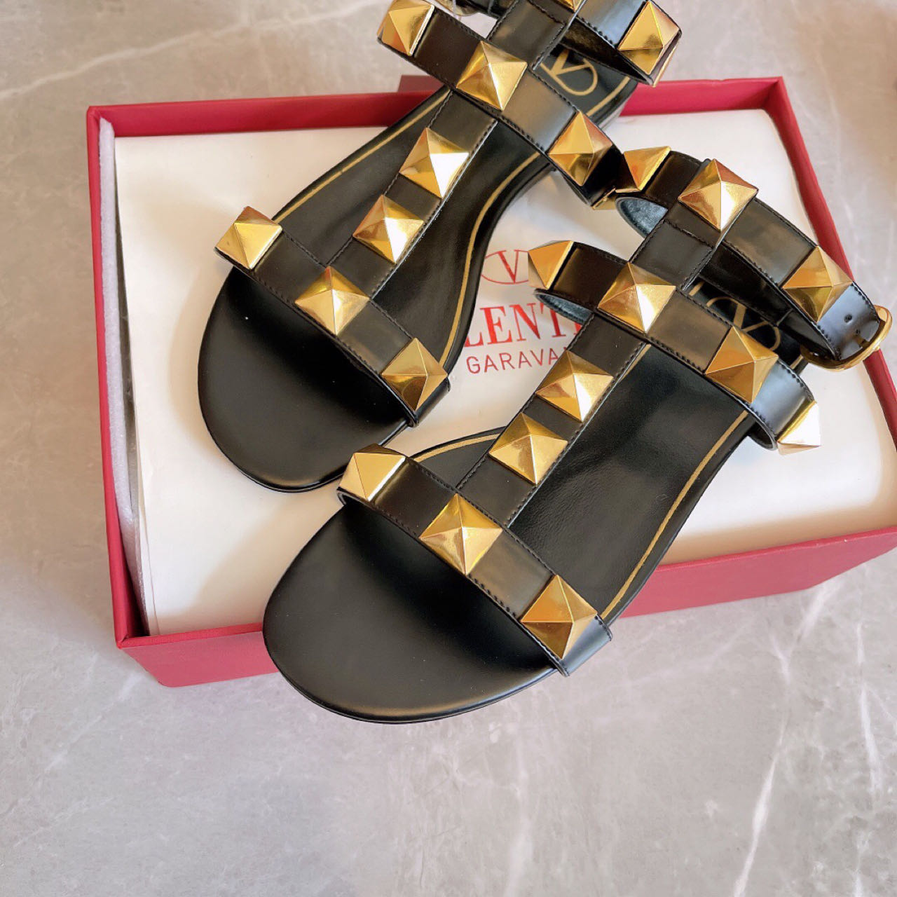 Valenti Roman Stud Calfskin Sandal  - FashionPlug