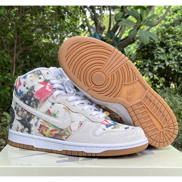 Supreme x Nike SB Dunk High “Rammellzee” Sneakers      FD8779-100 - FashionPlug