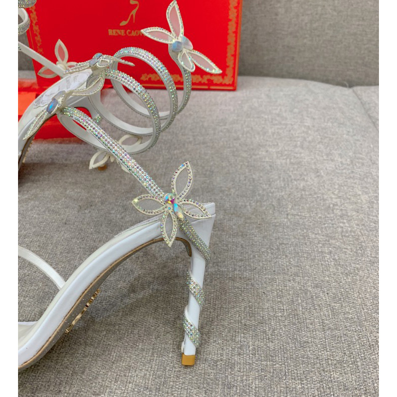 Rene Caovilla Margot Crystal White Sandal   95 - FashionPlug