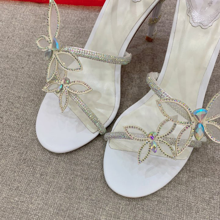 Rene Caovilla Margot Crystal White Sandal   95 - FashionPlug