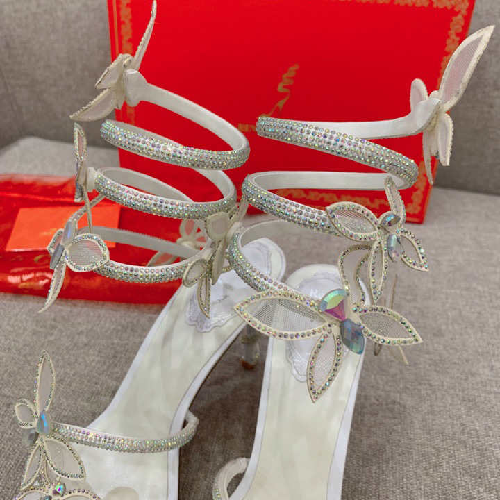 Rene Caovilla Margot Crystal White Sandal   95 - FashionPlug