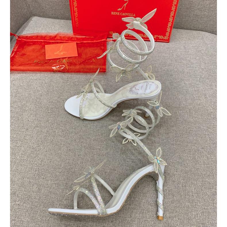 Rene Caovilla Margot Crystal White Sandal   95 - FashionPlug