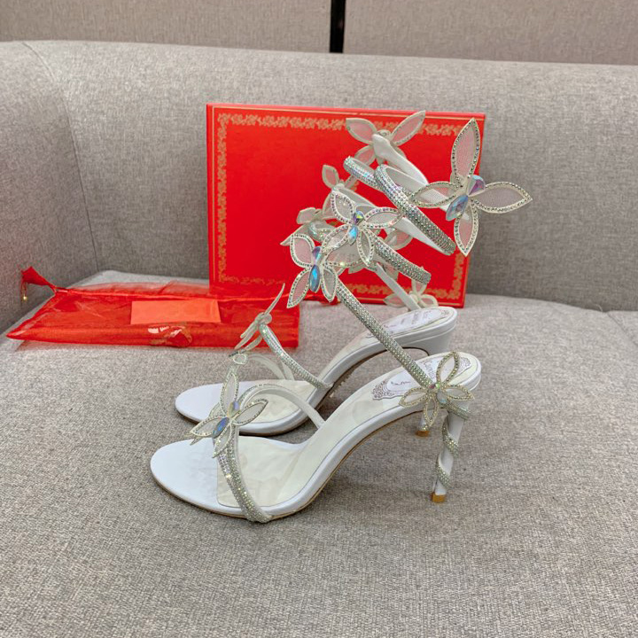 Rene Caovilla Margot Crystal White Sandal   95 - FashionPlug