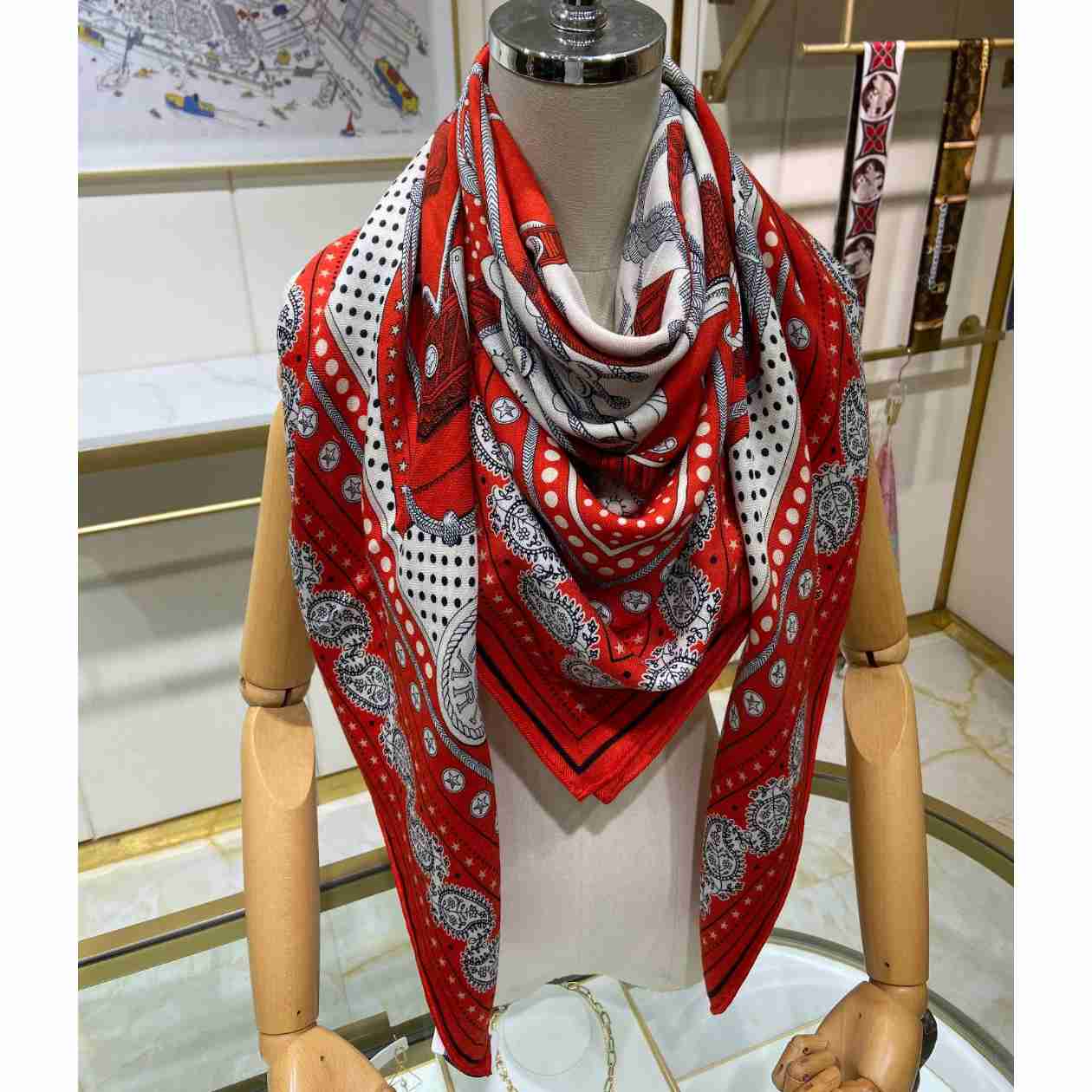 Hermes Zouaves et Dragons Bandana Shawl 140 - FashionPlug