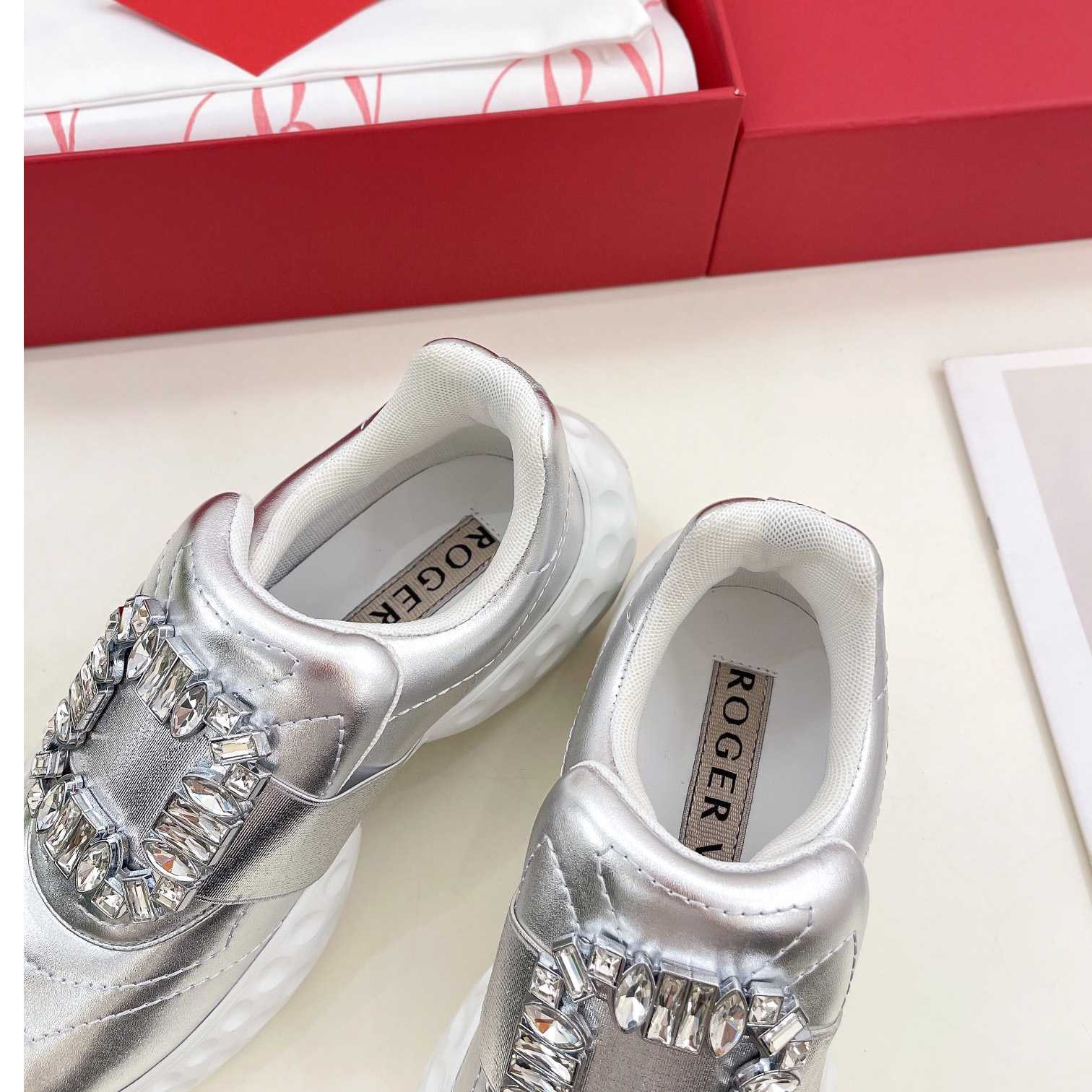 Roger Vivier Viv' Run Light Strass Buckle Sneakers In Fabrics - FashionPlug
