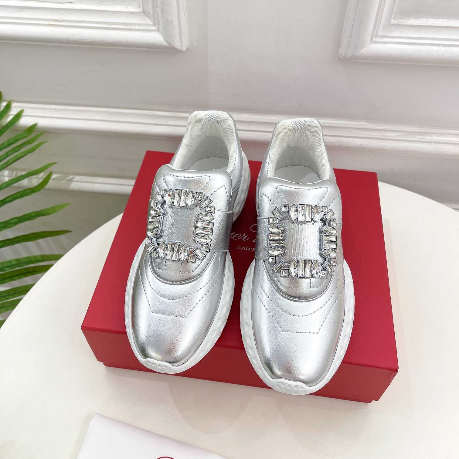 Roger Vivier Viv' Run Light Strass Buckle Sneakers In Fabrics - FashionPlug