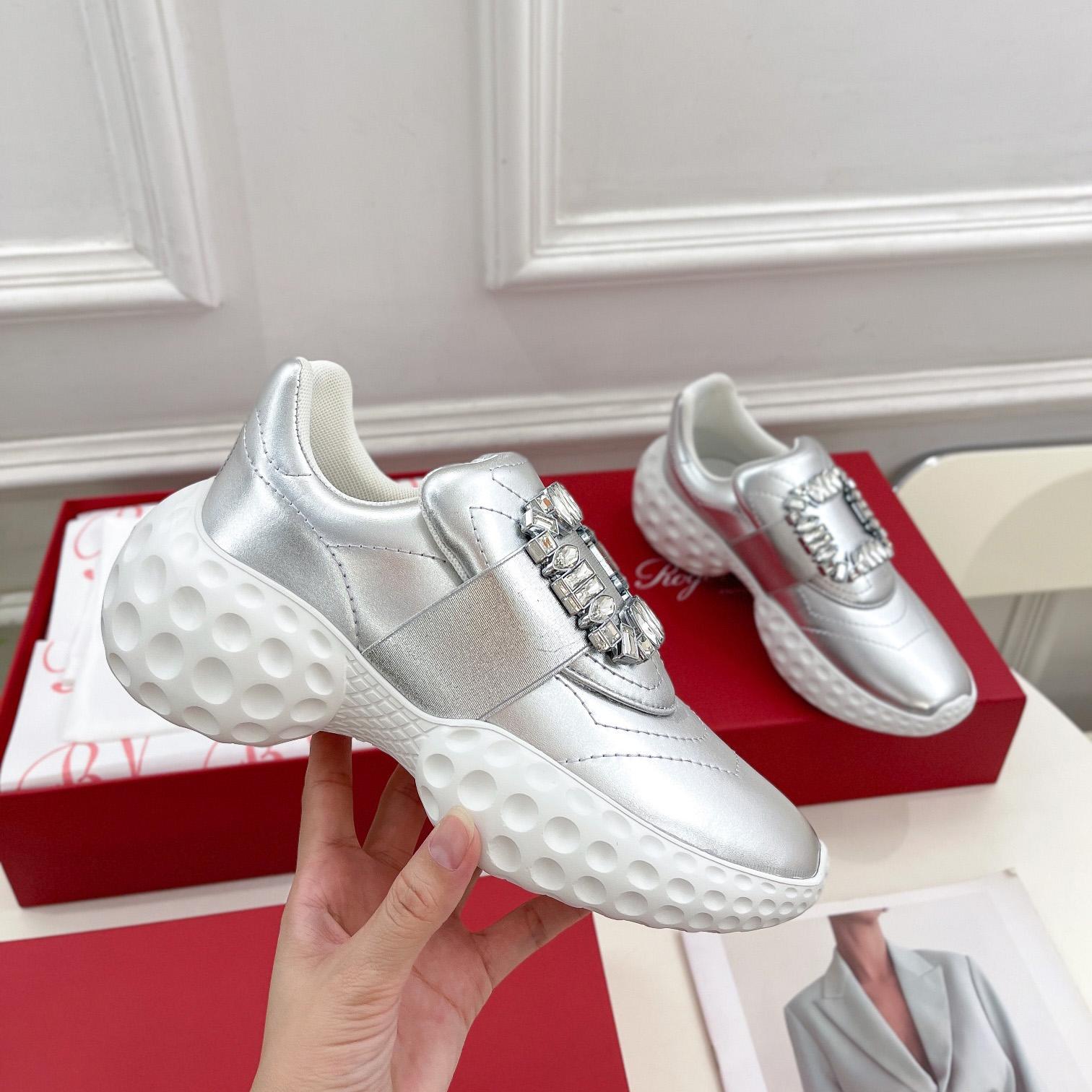 Roger Vivier Viv' Run Light Strass Buckle Sneakers In Fabrics - FashionPlug